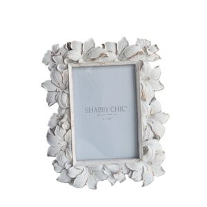 Shabby Chic 4''x6'' Cream Florals W/ Gold Tone Photo Frame
